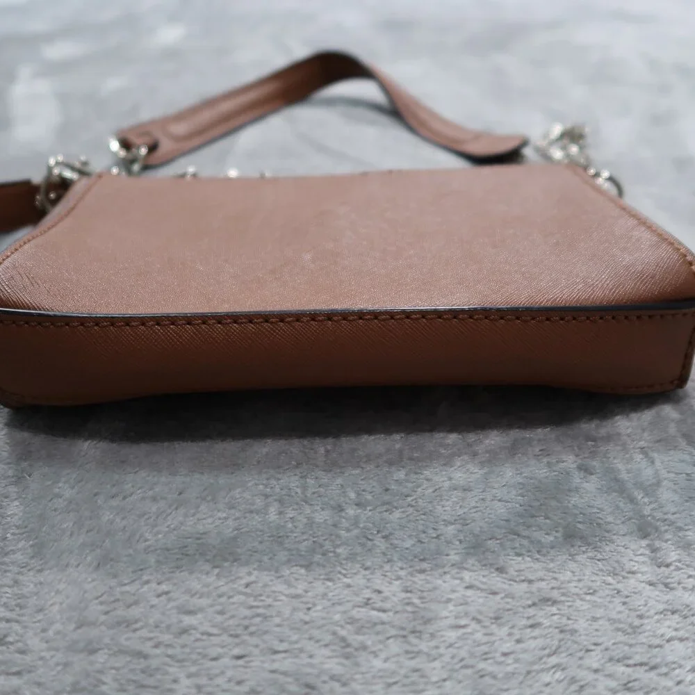 Guess Crossbody Bag Brown Faux Leather Purse with Removable Chain Strap Clutch - Picture 10 of 14